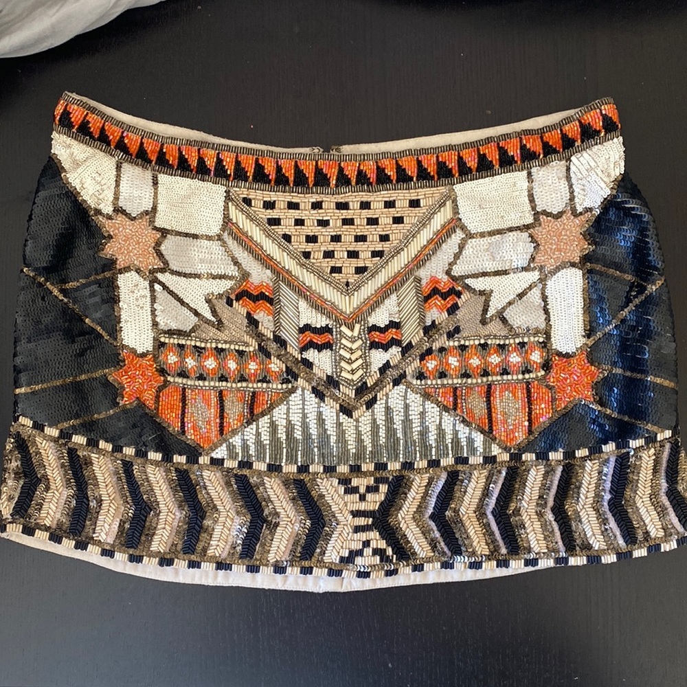hand embellished sequin mini skirt